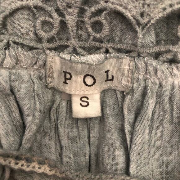 POL Square Neck Puff Sleeve Crochet Details Flowy Blouse Small NWOT - Picture 7 of 10